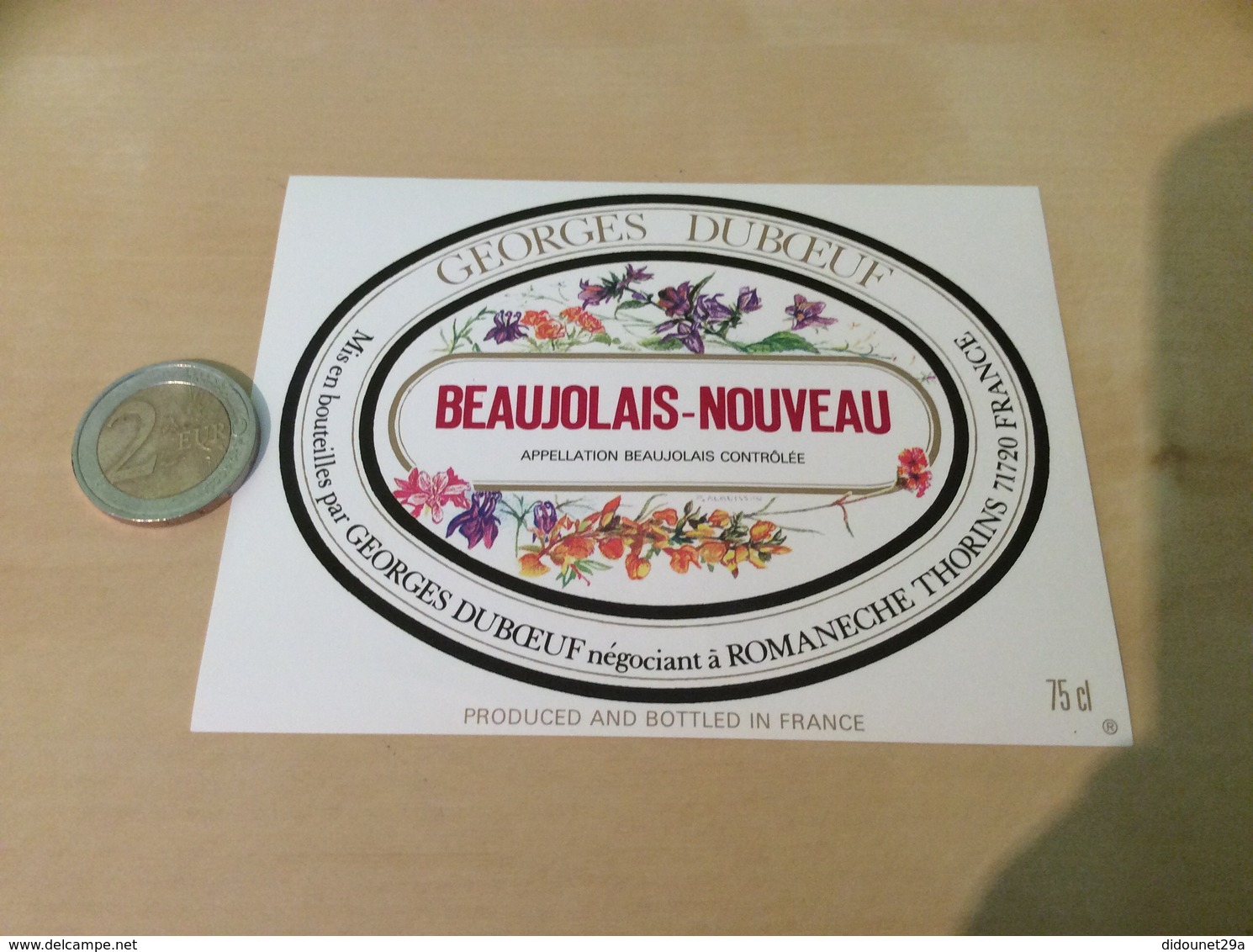 Etiquette De Vin « BEAUJOLAIS NOUVEAU - GEORGES DUBOEUF - ROMANÈCHES-THORINS (71) » (fleur, Capucines) - Beaujolais