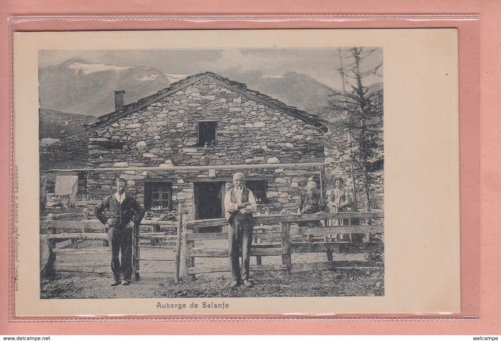 OUDE POSTKAART ZWITSERLAND - SCHWEIZ -    AUBERGE DE SALANFE - GEANIMEERD 1900'S - Autres & Non Classés