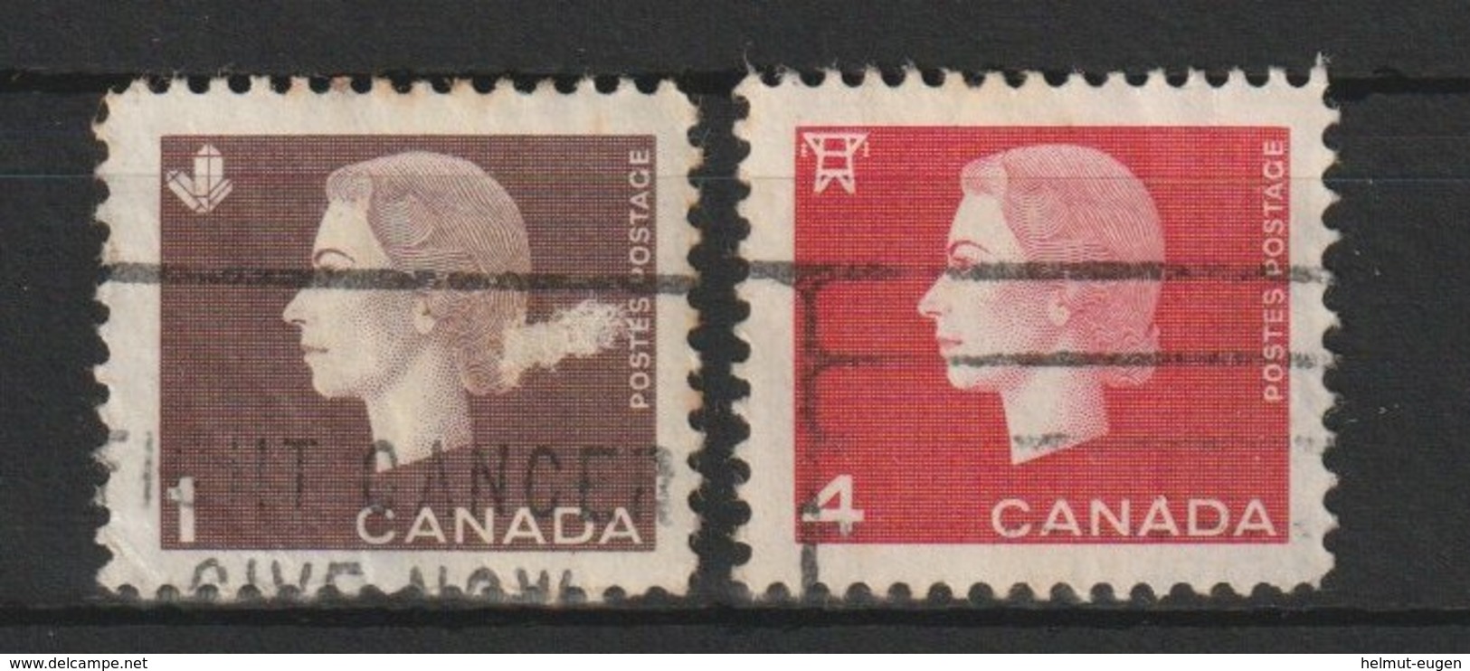 MiNr. 348, 351 Kanada (Dominion), 1962, 3. Okt./1964. Freimarken: Königin Elisabeth II. - Gebraucht