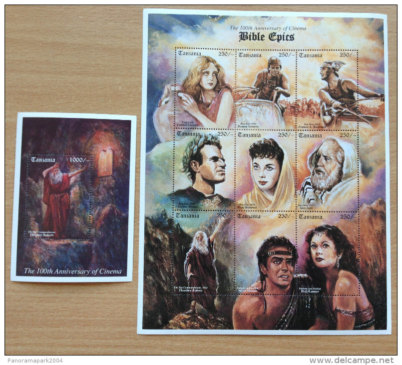 Tanzania 1995 Bible Epics 100th Anniversary Cinema Kino Film Ben Hur Ten Commandments 1 Sheet + 1 Souvenir Sheet MNH** - Tansania (1964-...)