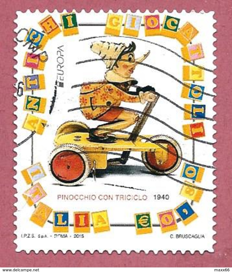 ITALIA REPUBBLICA USATO - 2015 - Europa - Pinocchio Con Triciclo - € 0,80 - S. 3567 - 2011-20: Usati