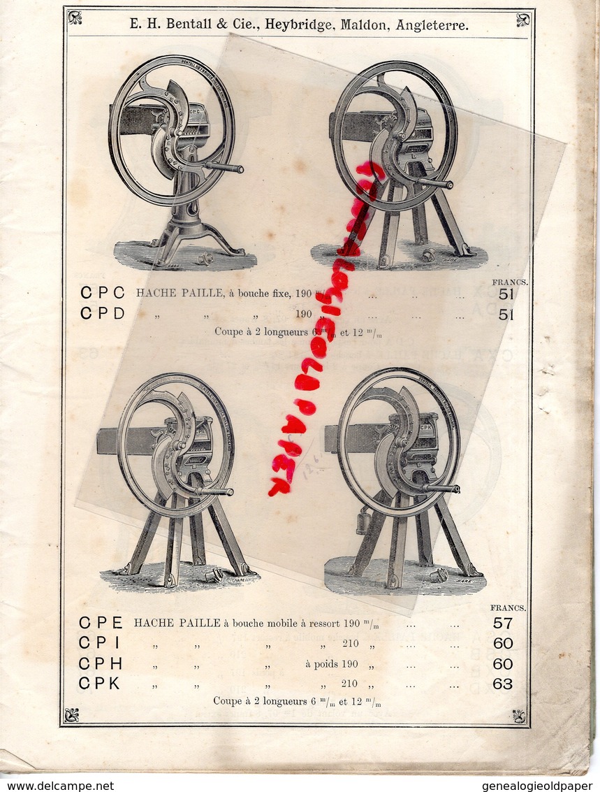 75-PARIS-ANGLETERRE-HEYBRIDGE MALDON-RARE CATALOGUE E.H. BENTALL-CHARLES LACROIX-H.T. MOT 168 BD VILLETTE-BORDEAUX -1891 - 1800 – 1899