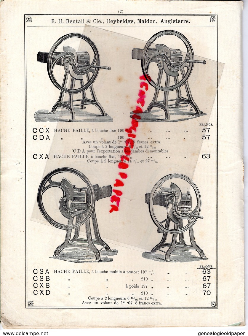 75-PARIS-ANGLETERRE-HEYBRIDGE MALDON-RARE CATALOGUE E.H. BENTALL-CHARLES LACROIX-H.T. MOT 168 BD VILLETTE-BORDEAUX -1891 - 1800 – 1899