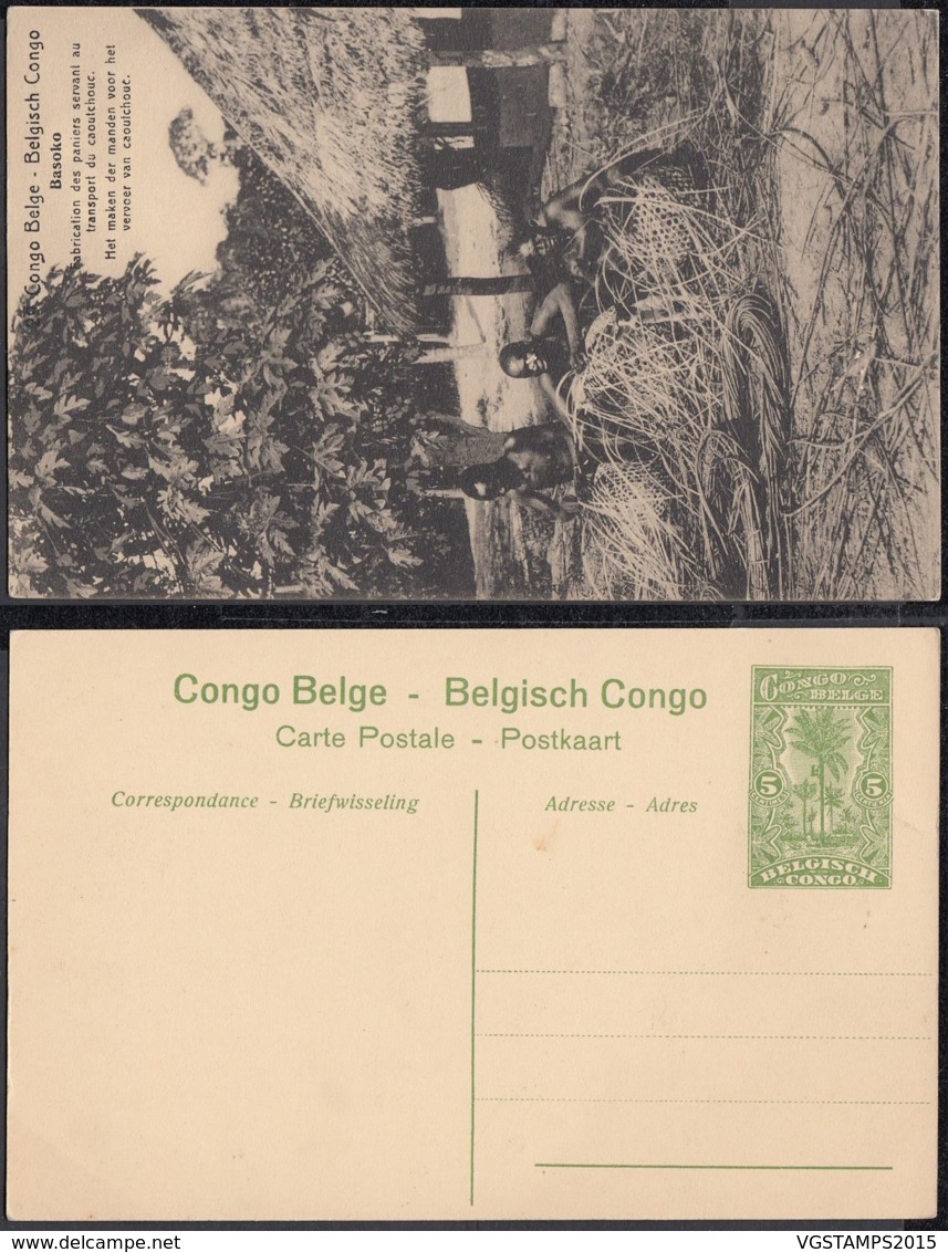 Congo Belge - EP Vue 5C Vert  - Nº29  Basoko " Fabrication Des Paniers Servant Au Transport Du Caoutchouc " (DD) DC1068 - Congo Belge