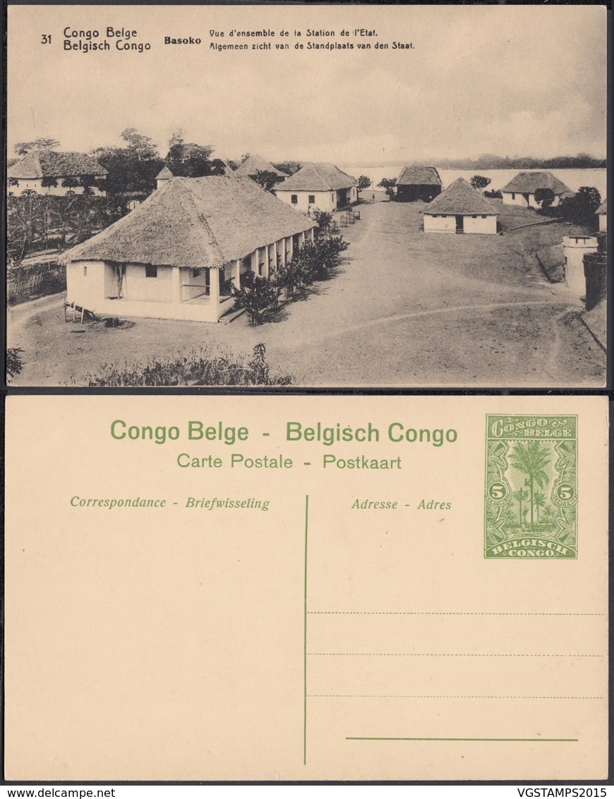 Congo Belge - EP Vue 5C Vert - Basako " Vue D'ensemble De La Station De L'etat " (DD) DC1070 - Congo Belge