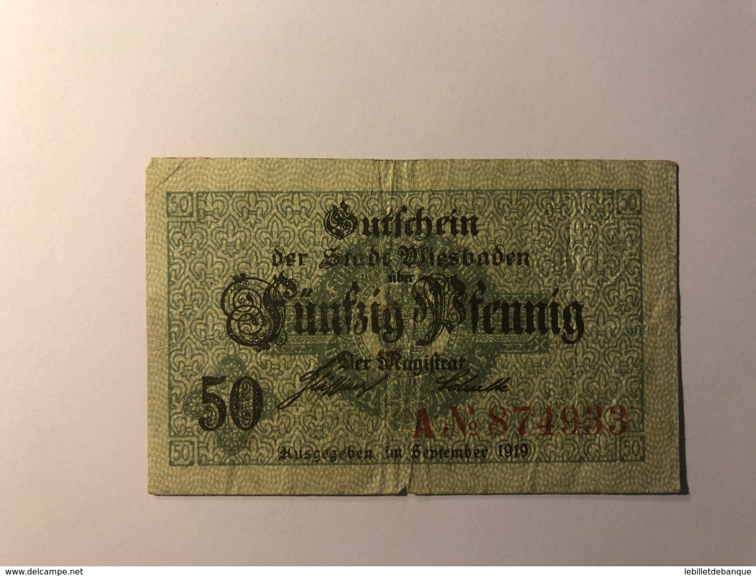 Allemagne Notgeld Allemagne Wiesbaden 50 Pfennig - Collections