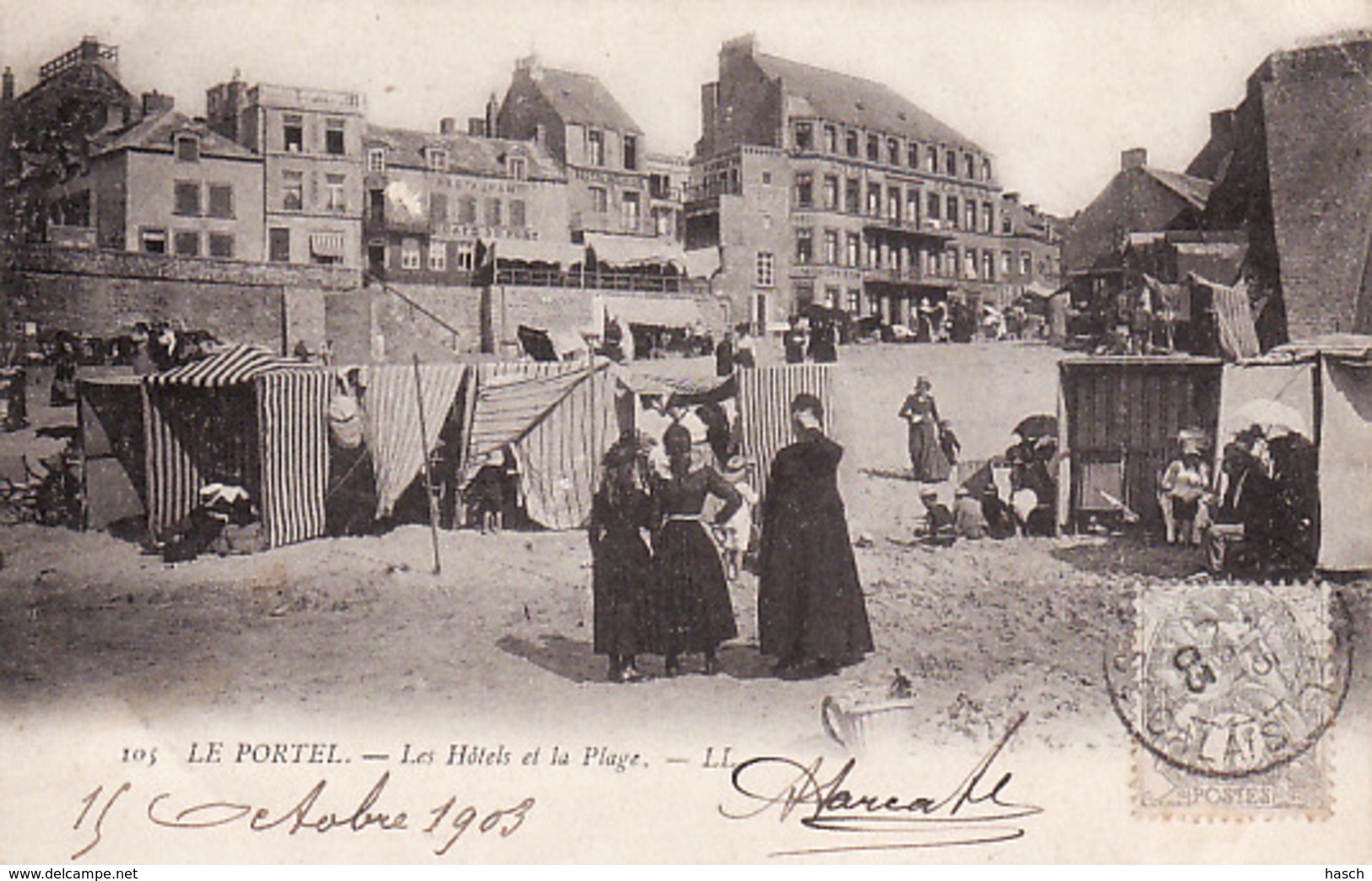 3135 503Le Portel, Les Hôtels Et La Plage 1903 (petite Pli Droite Sup.) - Le Portel