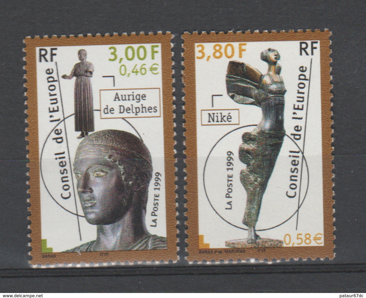 FRANCE / 1999 / Y&T SERVICE N° 120/121 ** : CONSEIL De L'EUROPE (Aurige/Niké) - Gomme D'origine Intacte - Neufs
