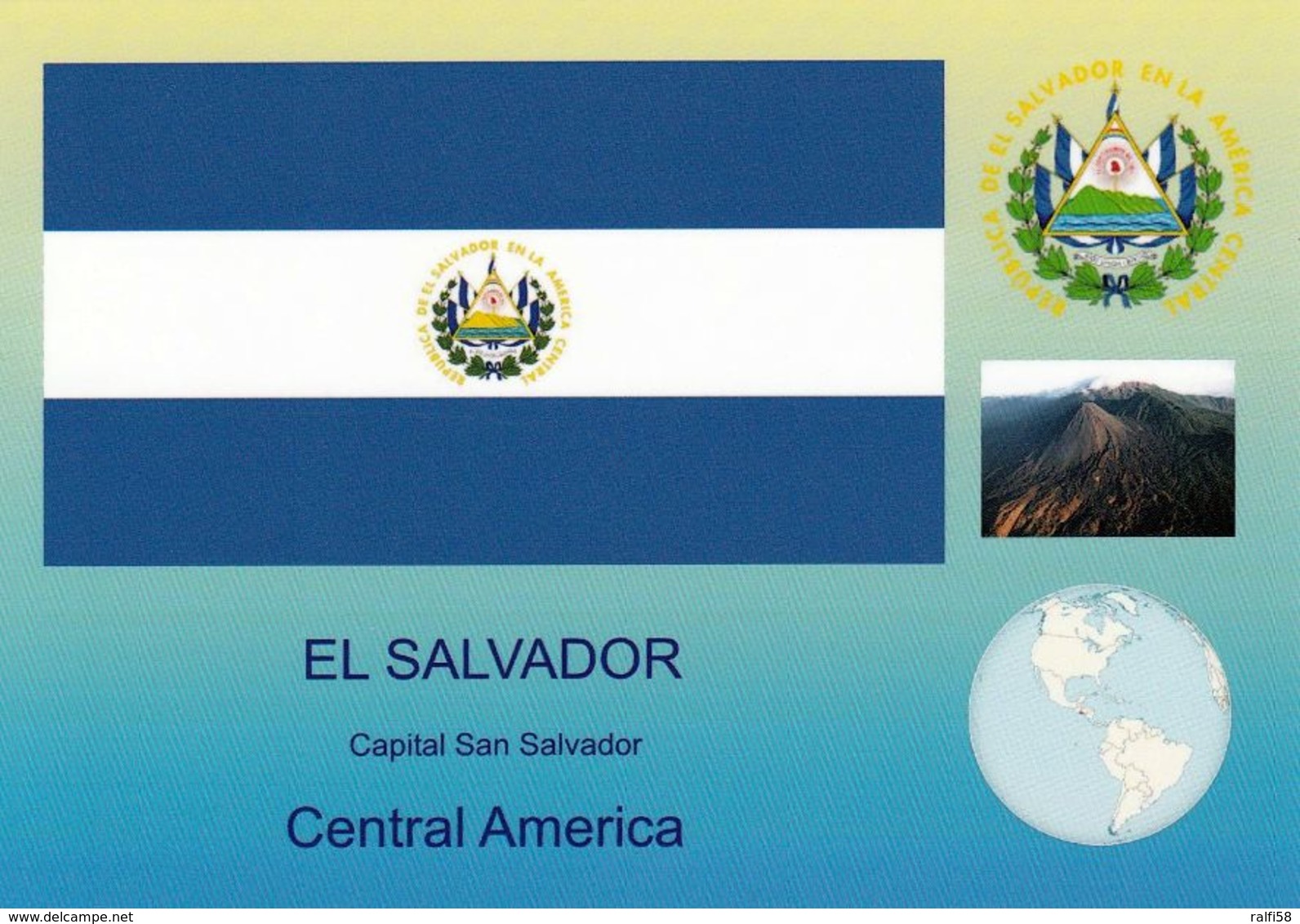 1 AK El Salvador * Die Flagge, Das Wappen, Einen Vulkan Und Die Position Von El Salvador In Mittelamerika * - El Salvador