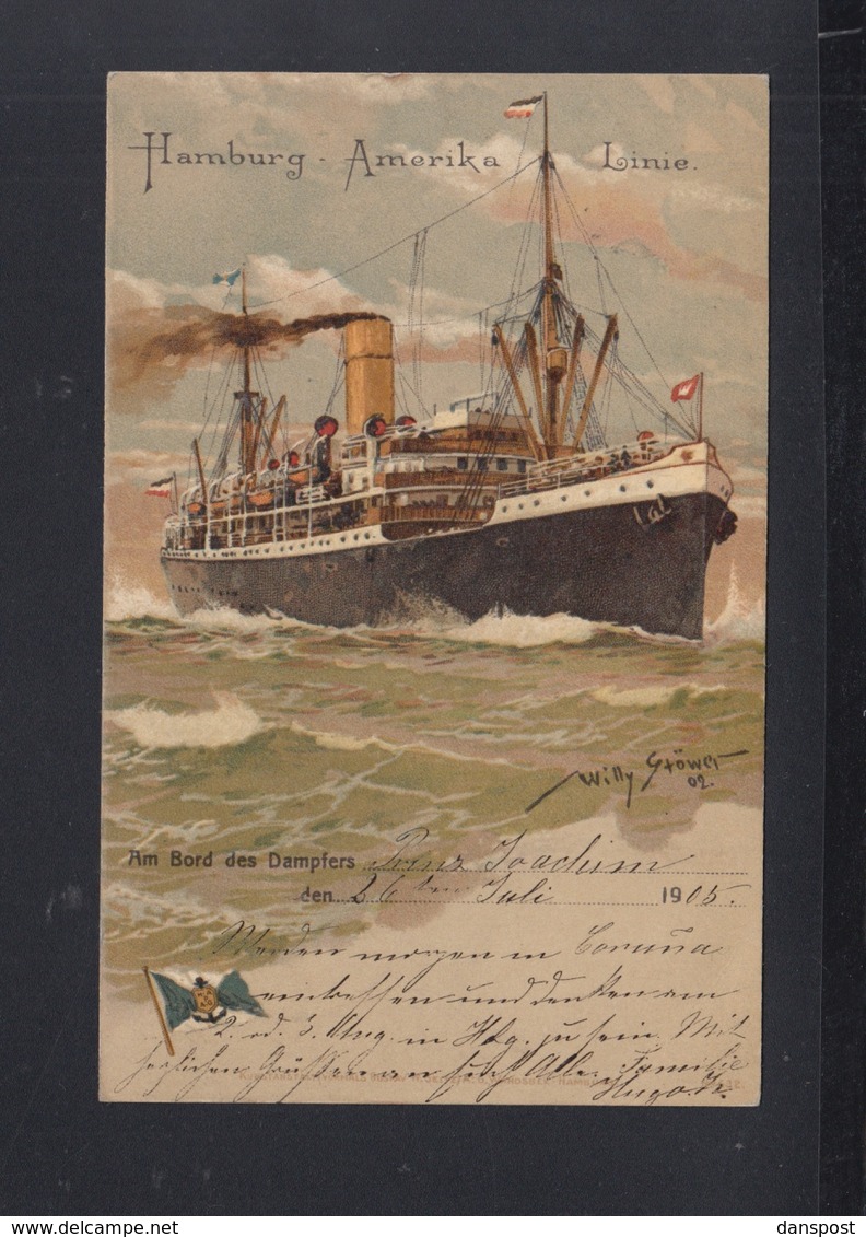 Hamburg Amerika Linie Dampfer Prinz Joachim PK 1905 Spanien Nach Sanct Avold - Dampfer