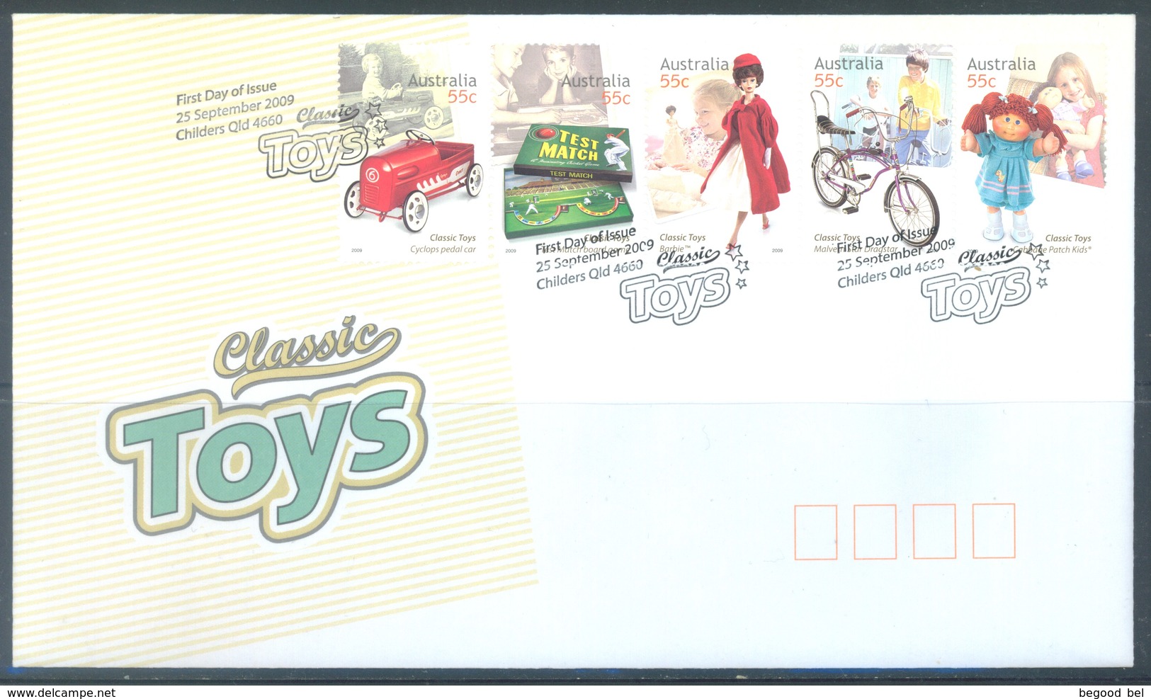 AUSTRALIA  - FDC - 25.9.2009 - CLASSIC TOYS - Yv 3156-3160 - Lot 18531 - Premiers Jours (FDC)