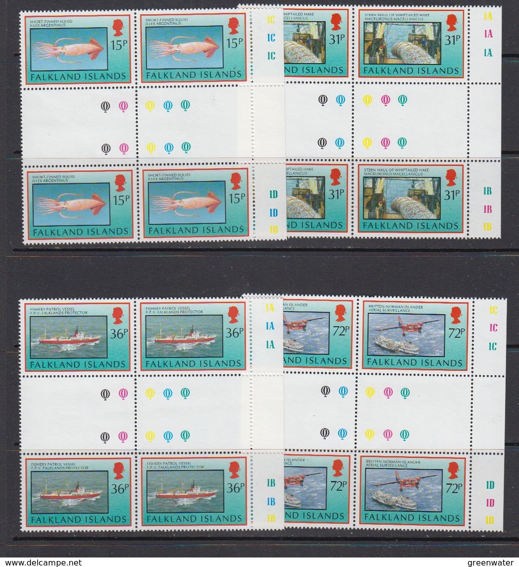 Falkland Islands 1993 Fisheries 4v 2x Gutter ** Mnh (41473B) - Falklandeilanden