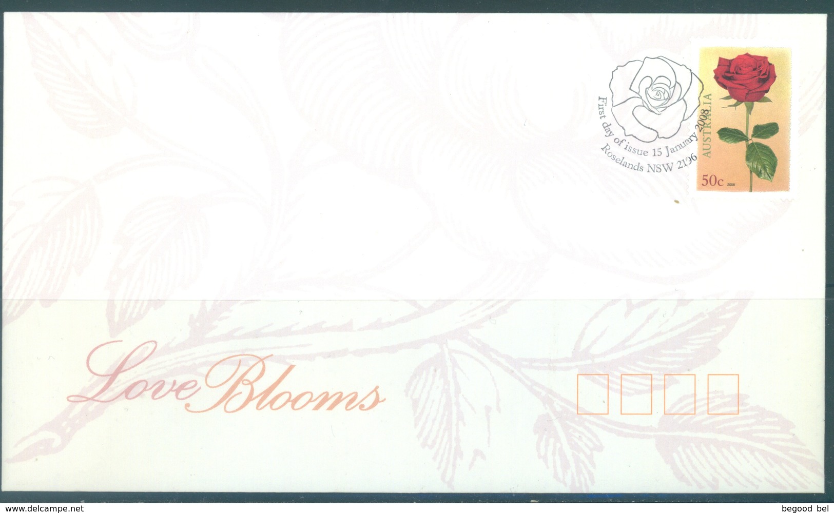 AUSTRALIA  - FDC - 15.1.2008 - LOVE BLOOMS RED ROSE - Yv 2795 - Lot 18534 - Premiers Jours (FDC)