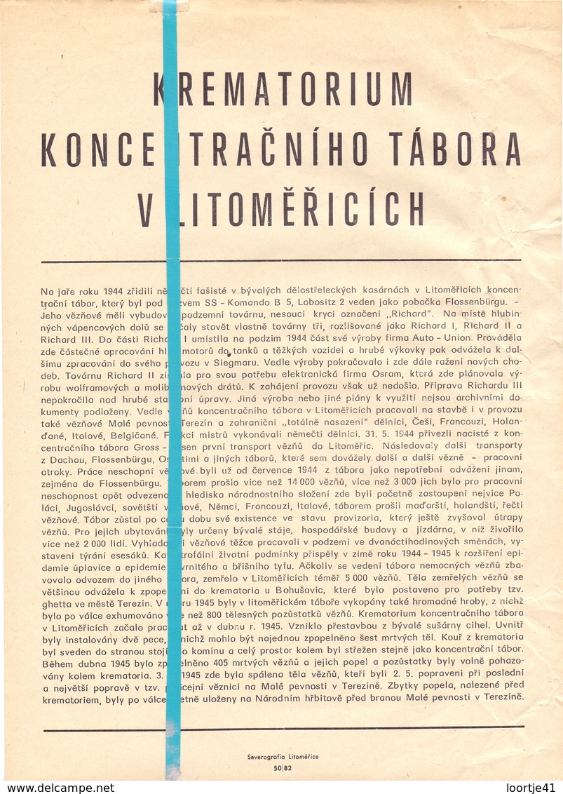 Document Concentratiekamp Tabora - Krematrorium Koncentracniho Tabora - V Litomericich - 1945 - Documents