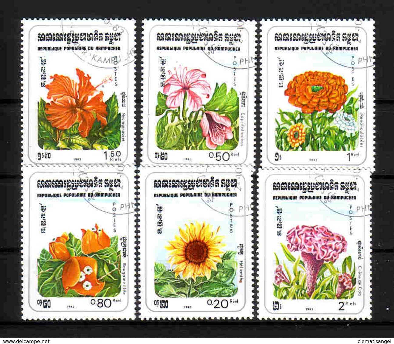 497a * KAMPUCHEA * 6 AUSGABEN BLUMEN * GESTEMPELT **!! - Sonstige & Ohne Zuordnung