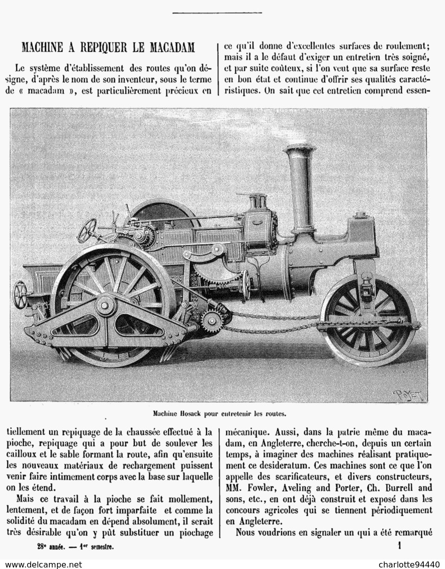 MACHINE ( HOSACK ) à REPIQUER LE MACADAN    1900 - Other & Unclassified