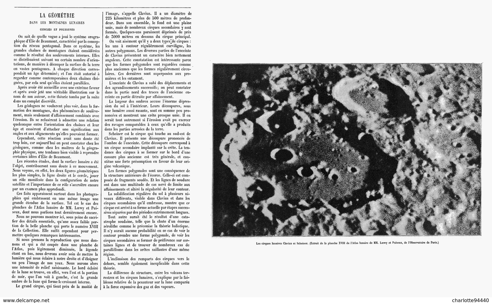 LA GEOMETRIE  Dans Les MONTAGNES " LUNAIRES " Cercle Et Polygones 1900 - Astronomie