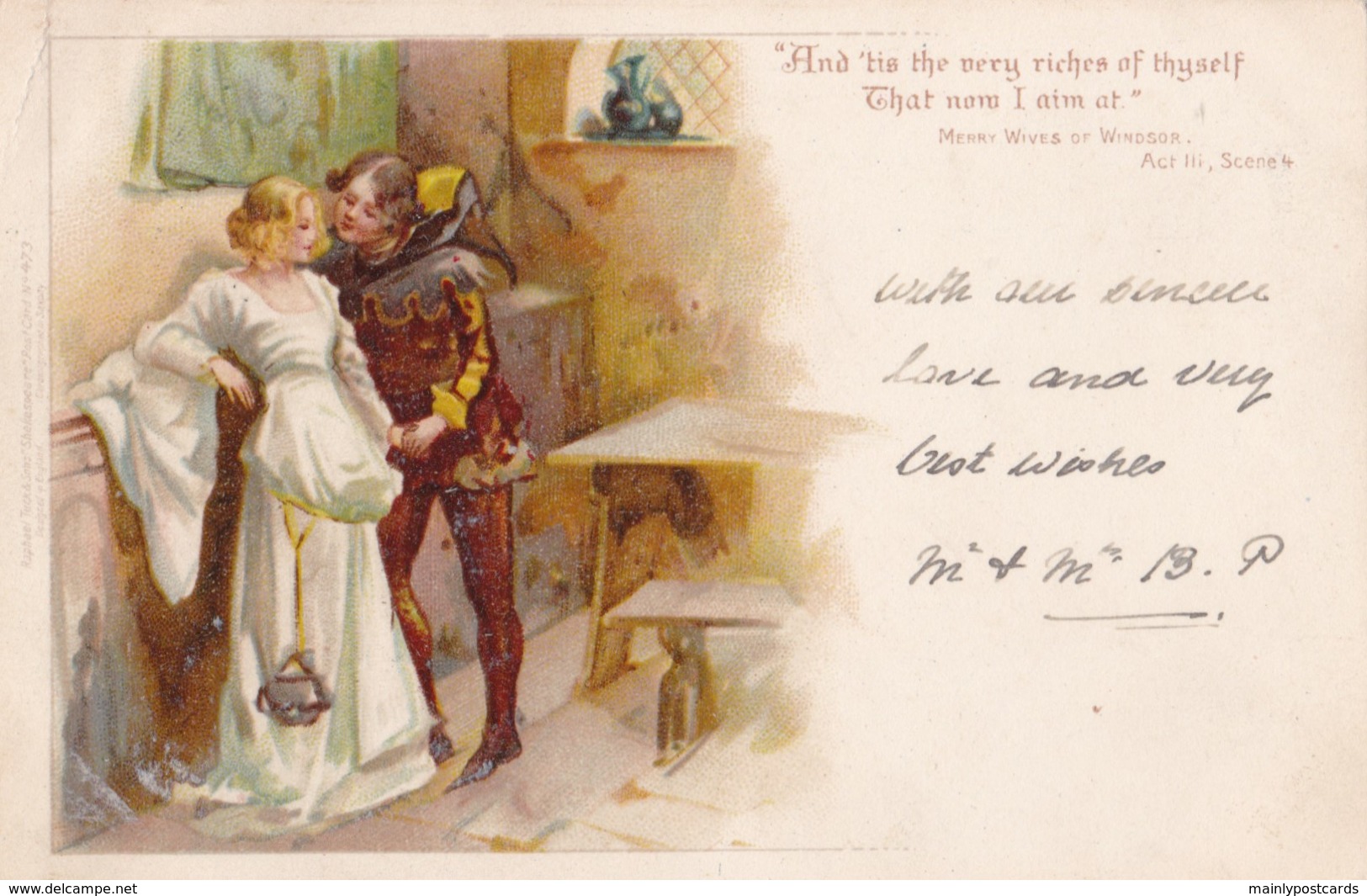 AO56 Raphael Tuck Postcard - Merry Wives Of Windsor, Act III - Undivided Back - Tuck, Raphael