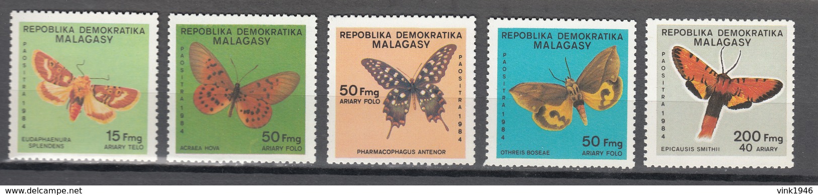 Madagascar 1984,5V In Set,butterflies,vlinders,schmetterlinge,papillons,mariposas,farfalle MNH/Postfris(A3609) - Vlinders