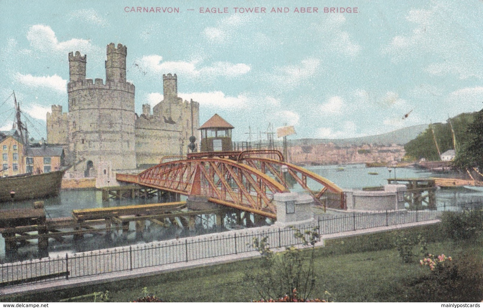 AS11 Carnarvon, Eagle Tower And Aber Bridge - 1905 Bangor Duplex Postmark - Caernarvonshire