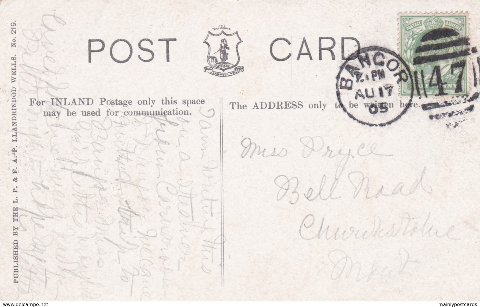 AS11 Carnarvon, Eagle Tower And Aber Bridge - 1905 Bangor Duplex Postmark - Caernarvonshire