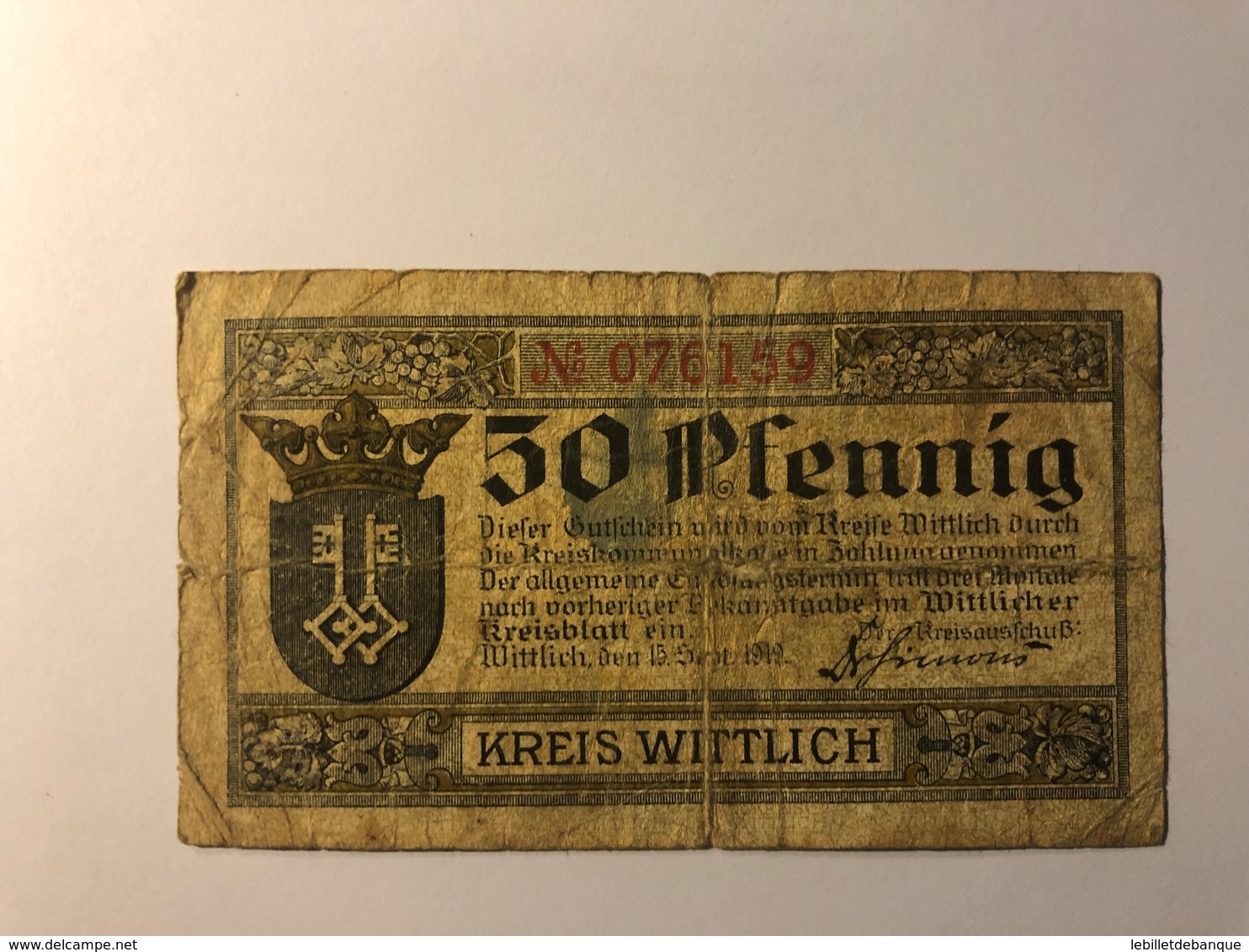 Allemagne Notgeld Allemagne Wittlich 50 Pfennig - Collections