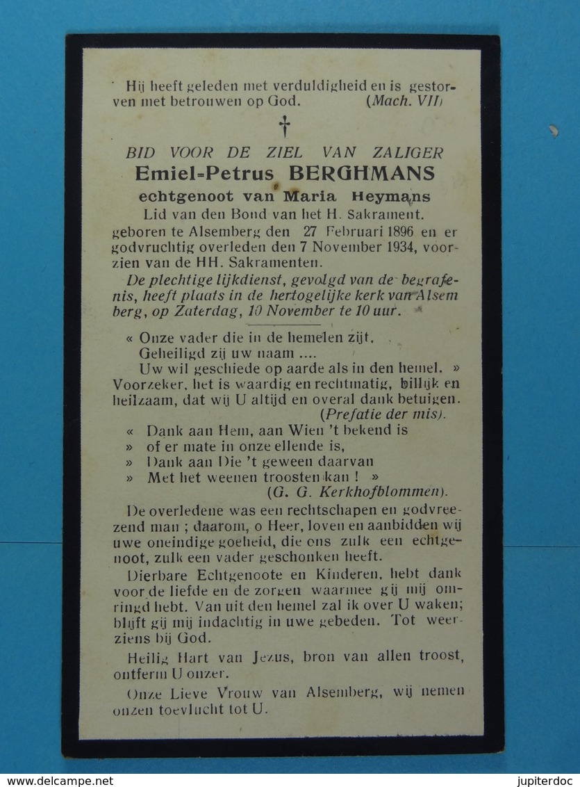 Emiel Berghmans épx Heymans Alsemberg 1896 1934 - Images Religieuses