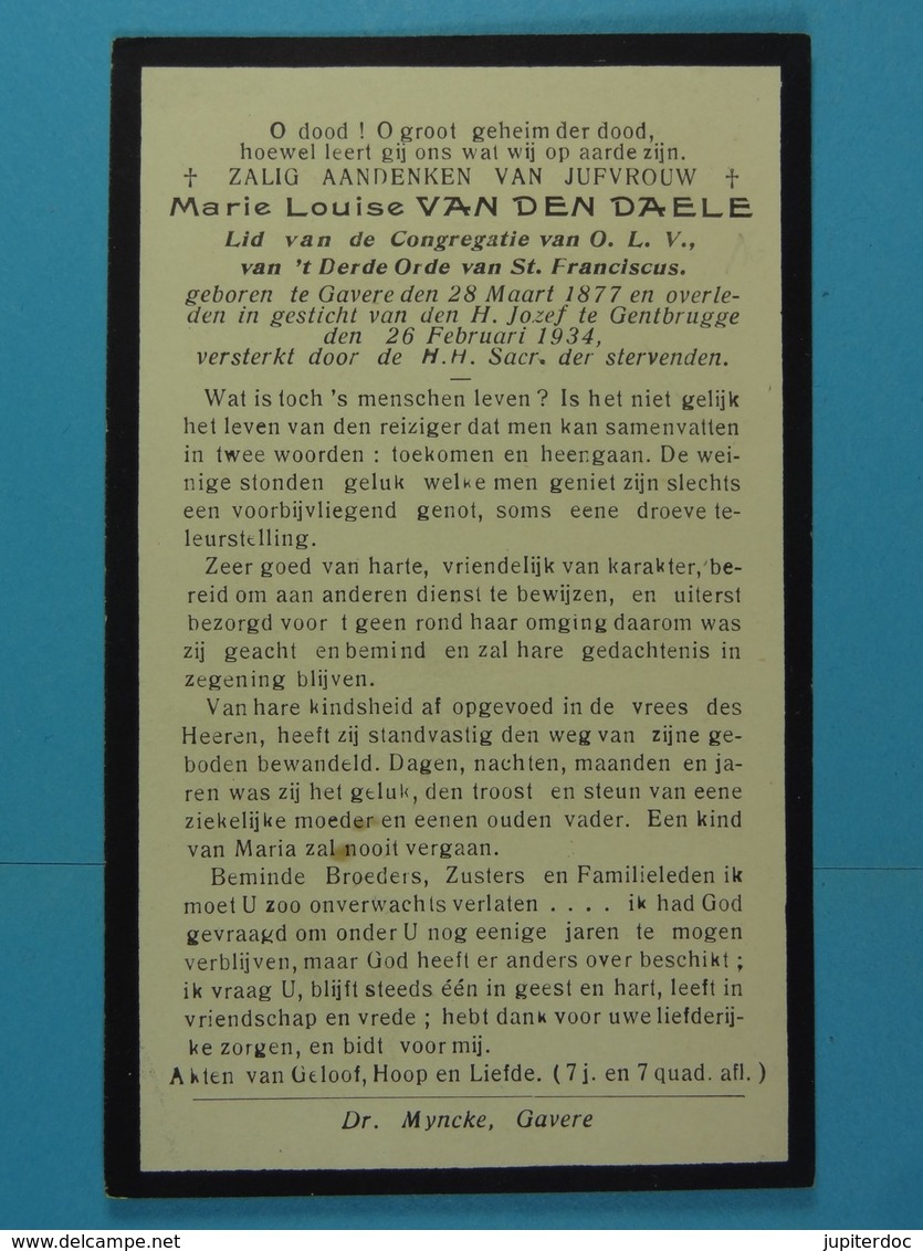 Marie Louise Van Den Daele Gavere 1877 Gentbrugge 1934 - Images Religieuses