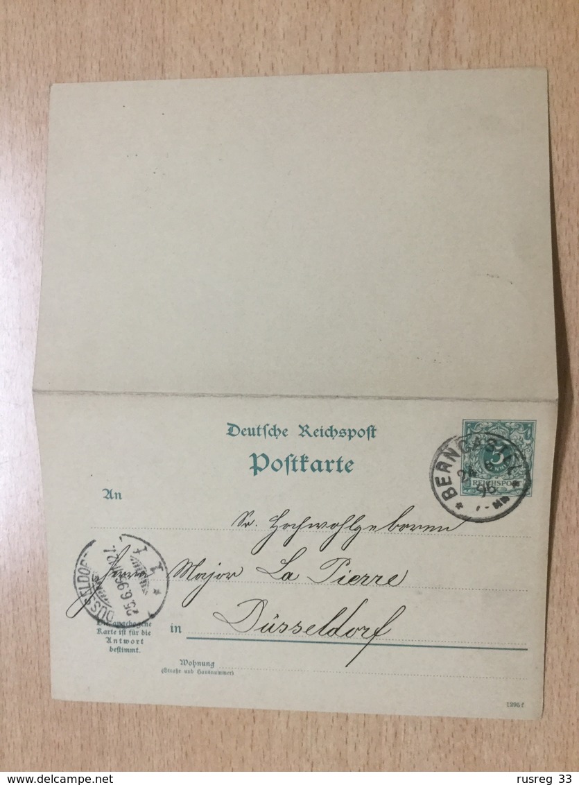 K6 Deutsches Reich Ganzsache Stationery Entier Postal P 31a Von Berncastel Nach Düsseldorf - Sonstige & Ohne Zuordnung