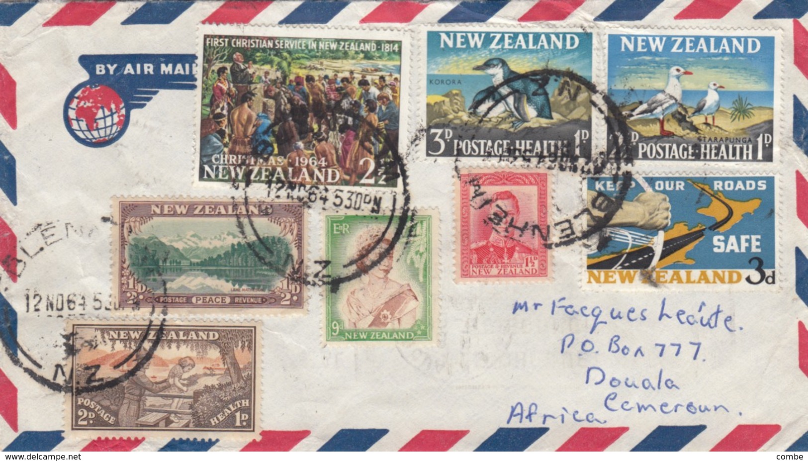 COVER. NEW ZELAND. 12 NOV 64. BLENHEIM TO DOUALA CAMEROUN - Lettres & Documents