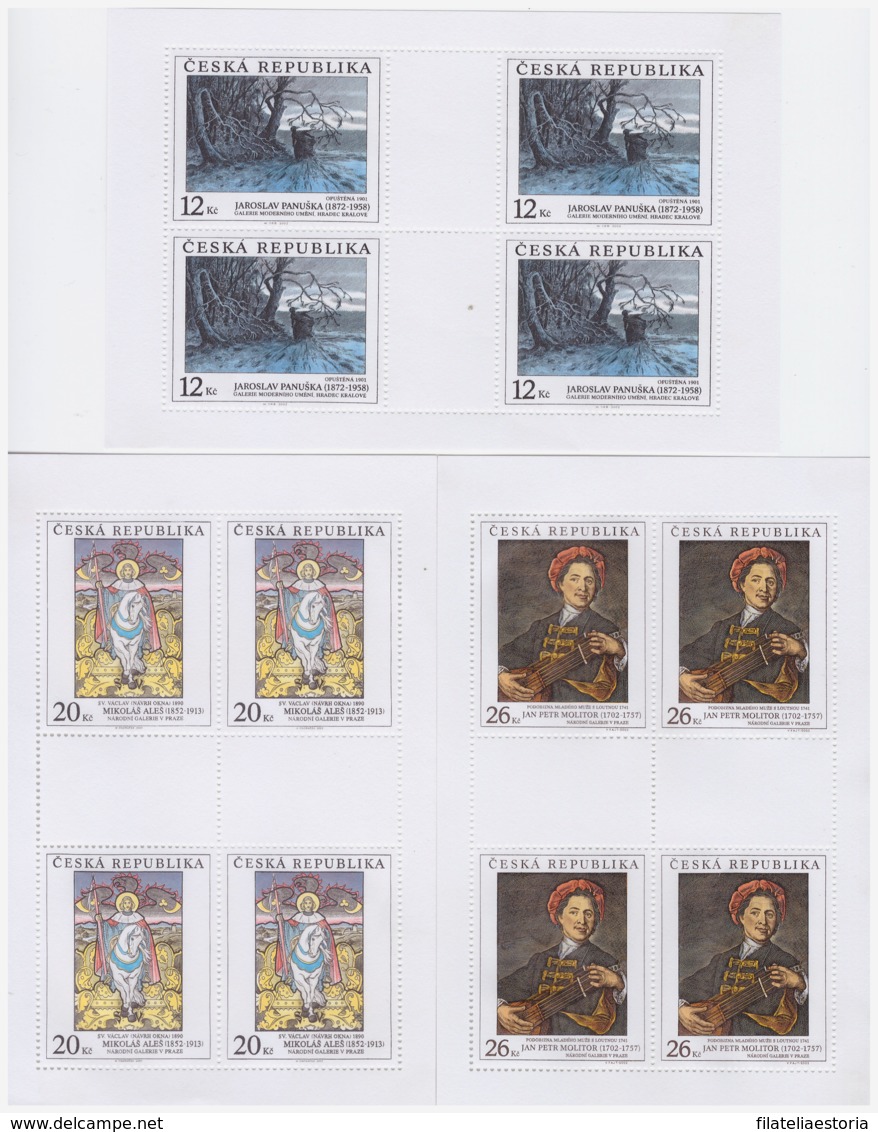 République Tchèque 2002 - MNH ** - Peinture - 3 Feuillets Michel Nr. 342-344 Série Complète (cze015) - Neufs