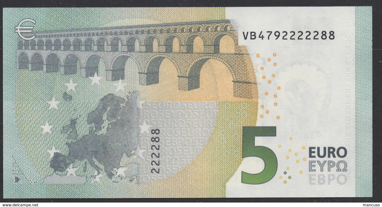 &euro; 5 SPAIN  VB V010 FINE NUMBER  DRAGHI  UNC - 5 Euro