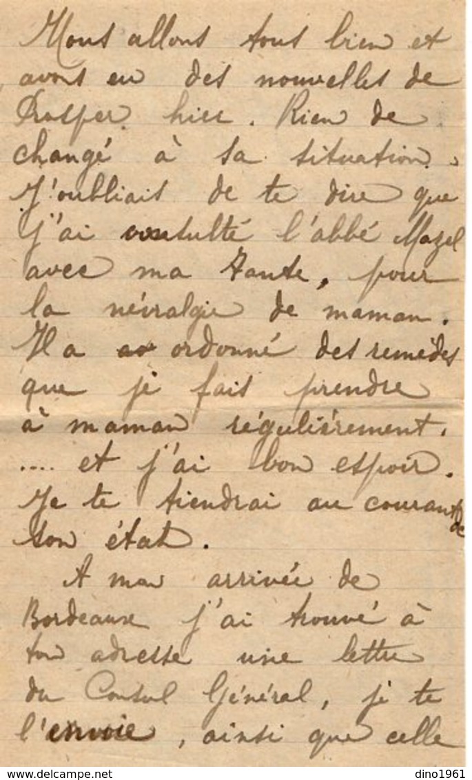 VP13.612 - 1919 - Lettre de Mme L. DUBOIS à VILLENEUVE D'OLMES pour Mr DUBOIS à BATHURST ( Gambie ) - Récit