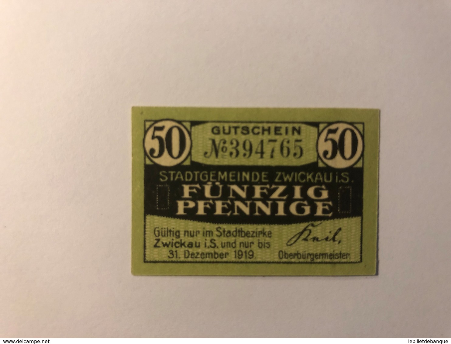 Allemagne Notgeld Allemagne Zwickau 50 Pfennig - Collections