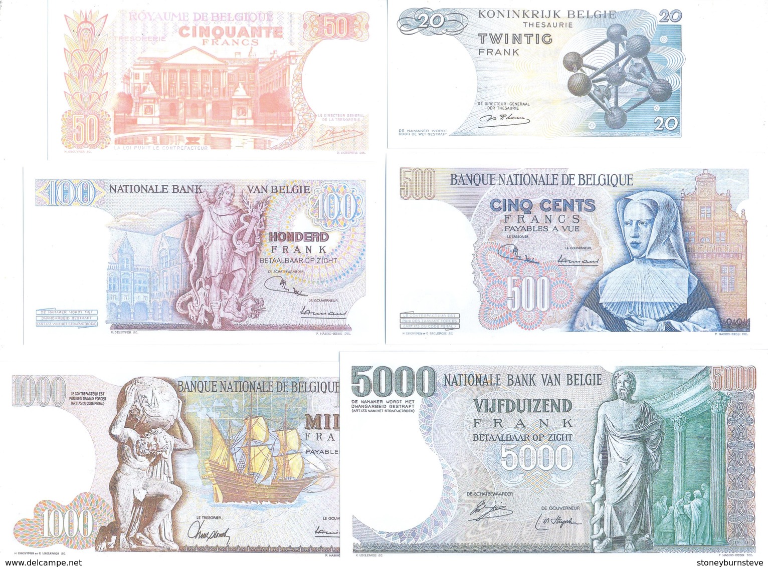 Belgium 1960 6 Note Set (COPY) - [ 9] Collections