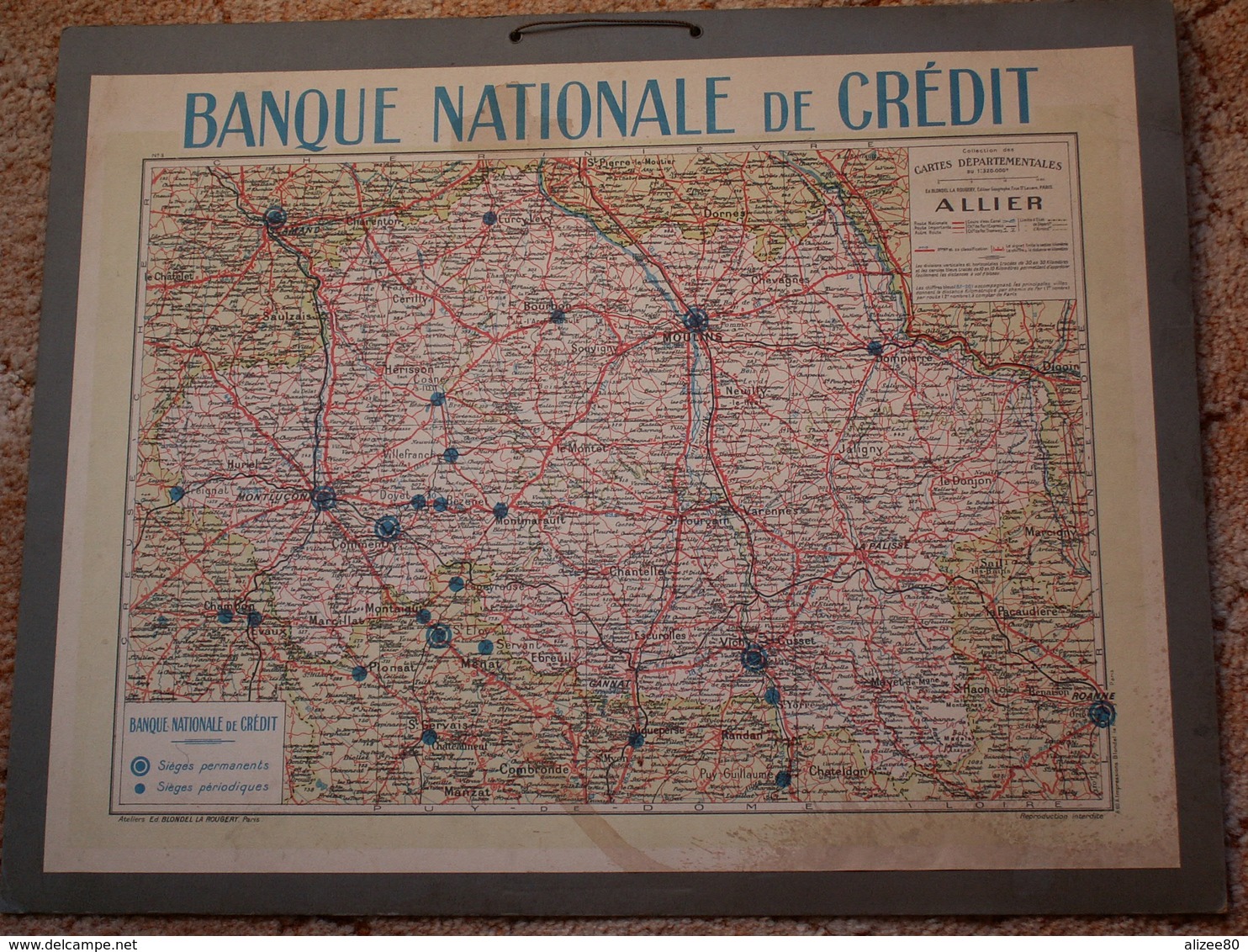 GRAND  CALENDRIER  43 X 54  --  Banque Nationale De Crédit De L'Allier - Grand Format : 1941-60