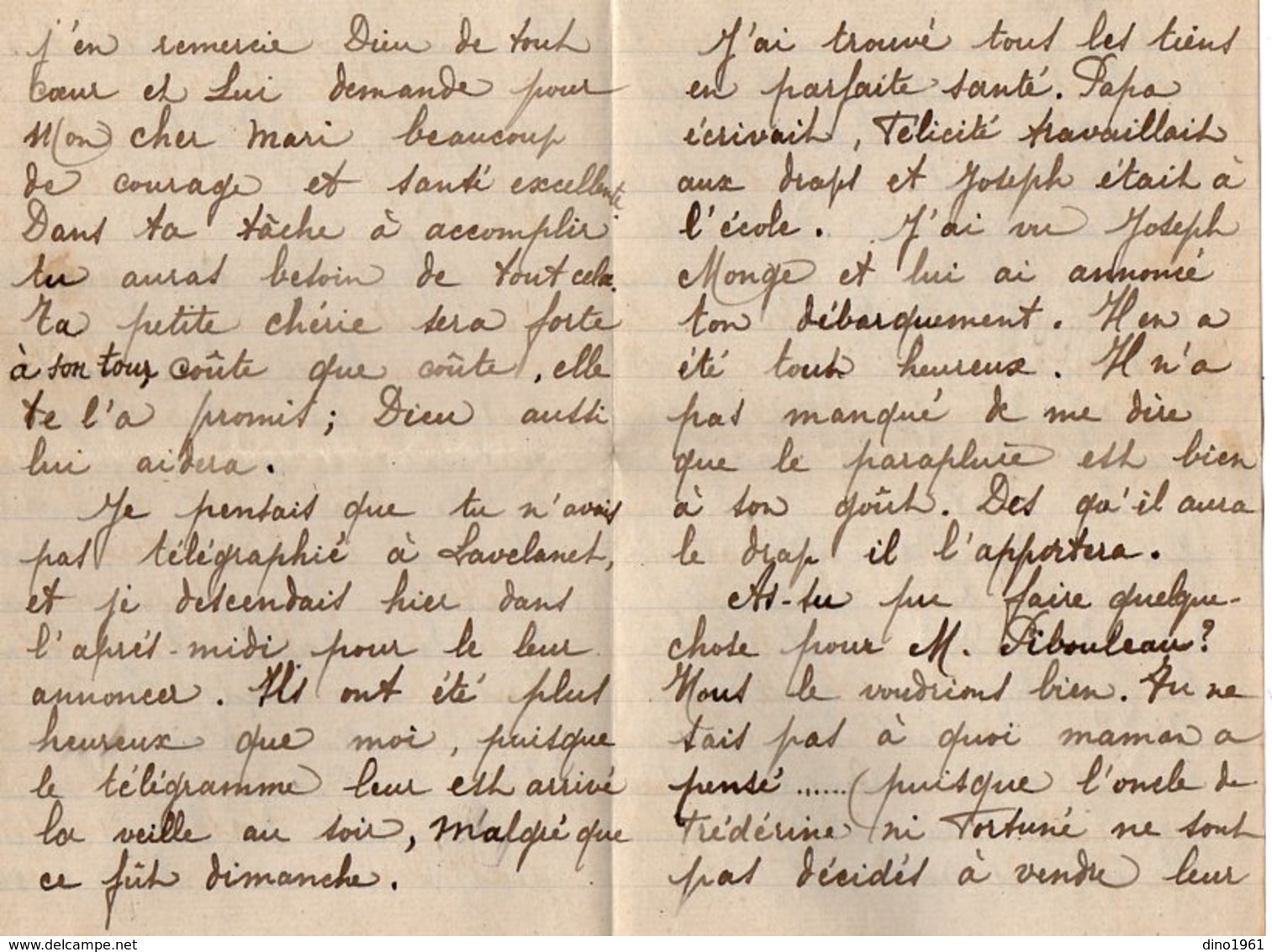 VP13.613 - 1919 - Lettre De Mme L. DUBOIS à VILLENEUVE D'OLMES Pour Mr DUBOIS à BATHURST ( Gambie ) - Récit - Manuscrits