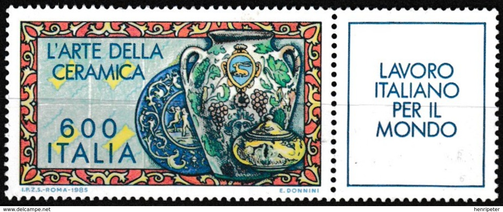 Timbre-poste Gommé Neuf** - Réalisations Italiennes Dans Le Monde L'art De La Céramique - N° 1642 (Yvert) - Italie 1985 - 1981-90: Mint/hinged