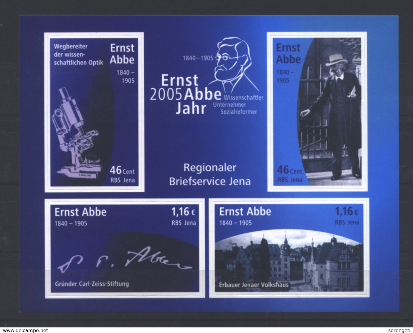 Deutschland RBS Jena '100. Todestag Ernst Abbe' / Germany 'Cent. Of Ernst Abbe's Death' **/MNH 2004 - Physik