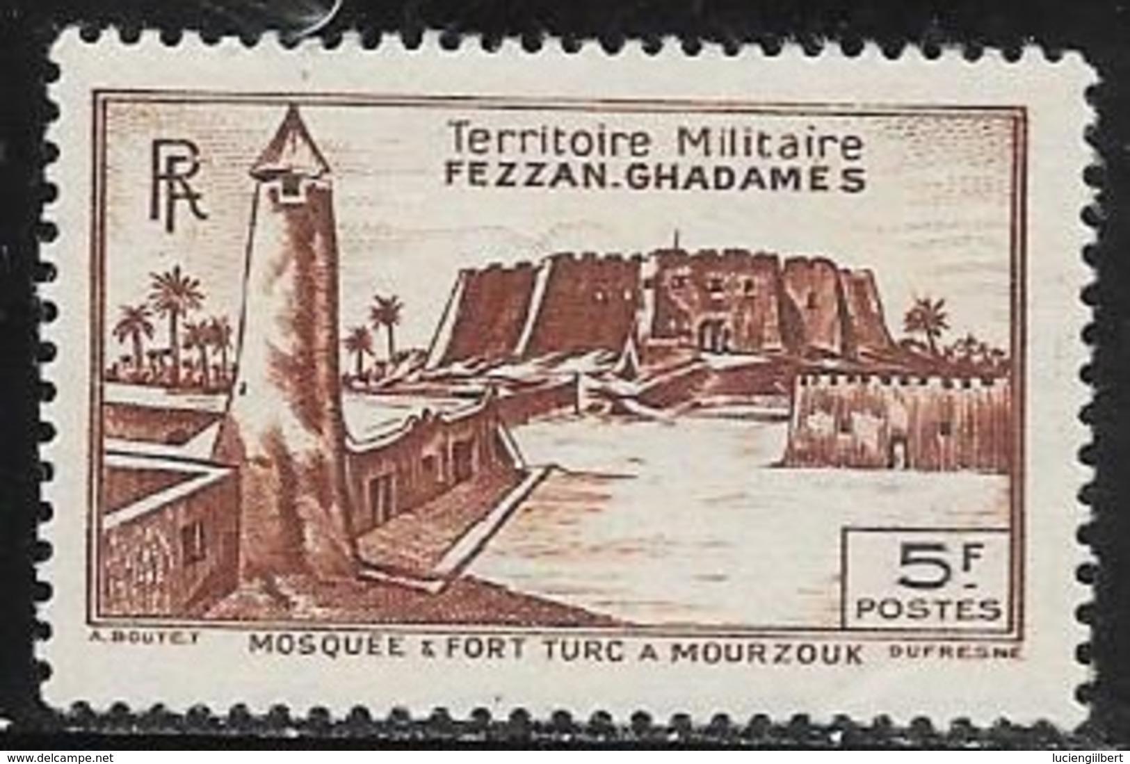 FEZZAN - TIMBRE N° 35 -  1943 / 1941 -  5F LA MOSQUEE FORT TURC A MOURZQUE - NEUF EXTRA - Ongebruikt