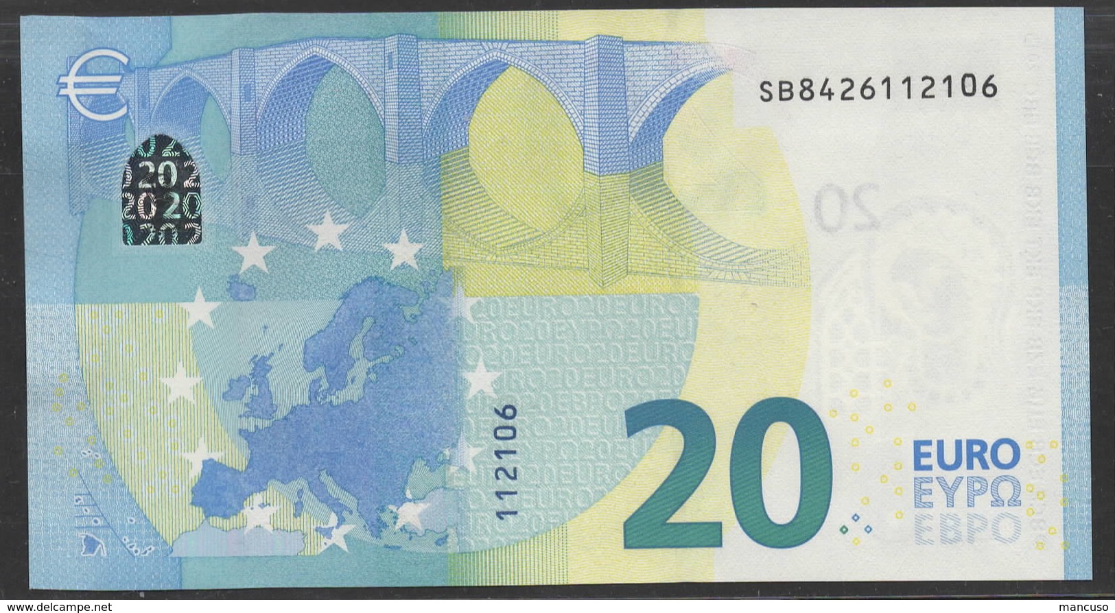 EURO 20  ITALIA SB S021  "42"  DRAGHI  UNC - 20 Euro