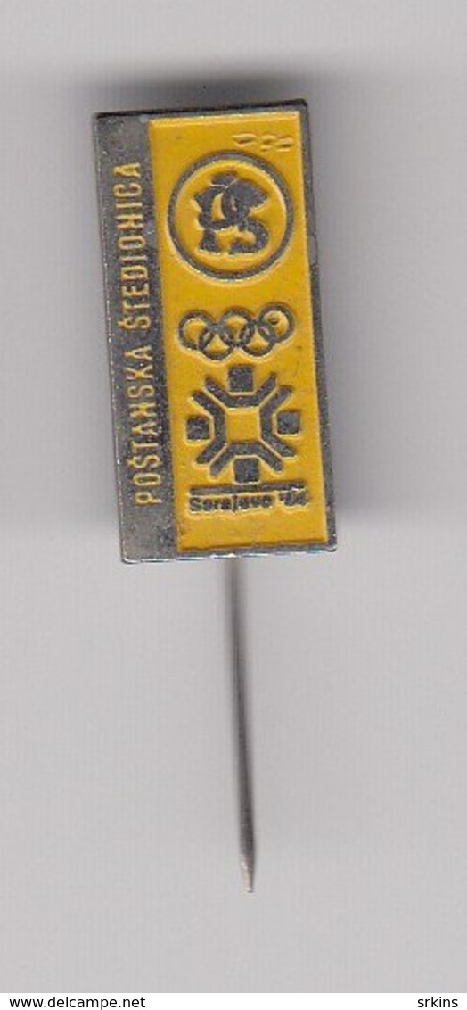 Sponsor Pin Badge Postanska Stedionica Winter Olympic Games Sarajevo 1984 84 Bosnia Yugoslavia Olympics Olympia - Olympic Games