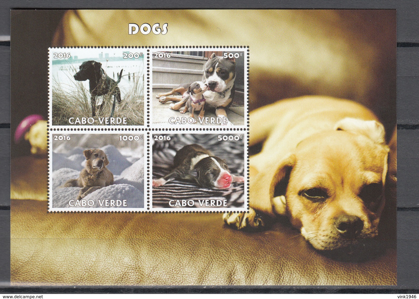 Cabo Verde 2016,4V In Block,dogs,honden,hunde,chiens,perros,cani,,MNH/Postfris(L3418) - Honden