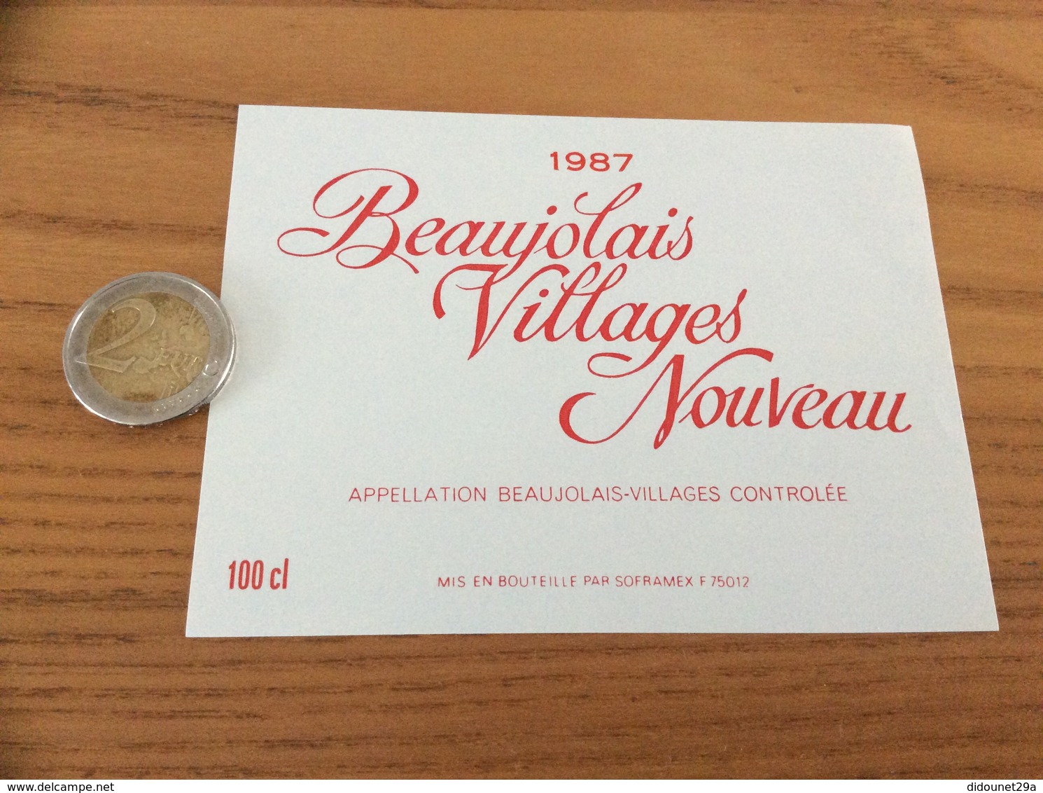 Etiquette Vin 1987 «BEAUJOLAIS VILLAGES NOUVEAU - SAFROMEX - F (75)» - Beaujolais