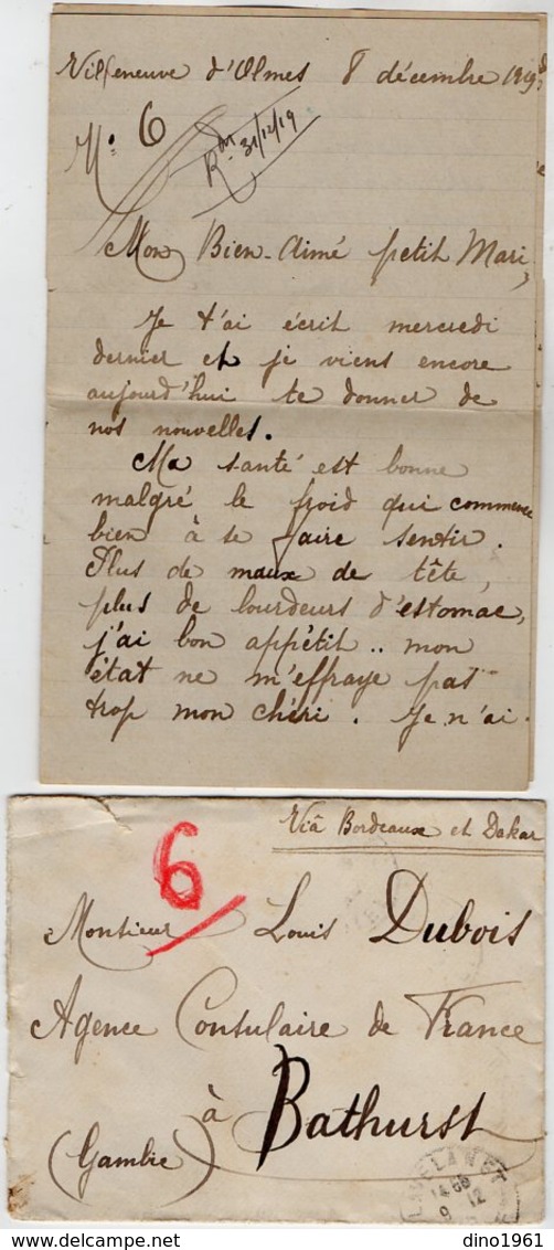 VP13.615 - 1919 - Lettre De Mme L. DUBOIS à VILLENEUVE D'OLMES Pour Mr DUBOIS à BATHURST ( Gambie ) - Récit - Manuscrits