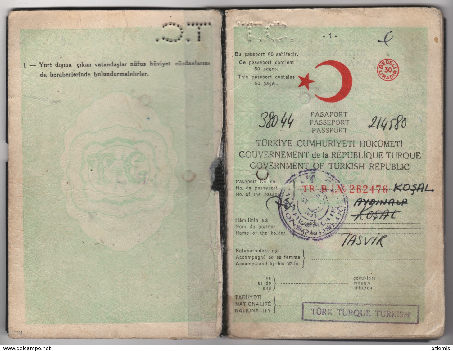 1969 PASSPORT ,PASSEPORT USED 60 PAGES - Autres & Non Classés