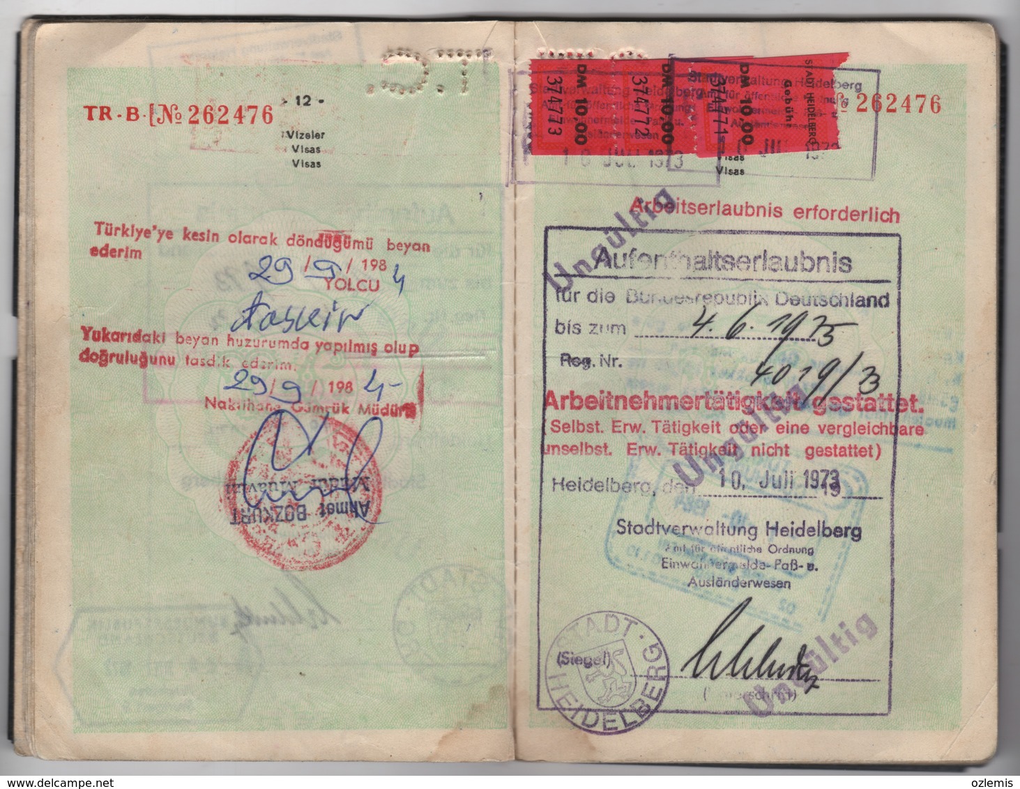 1969 PASSPORT ,PASSEPORT USED 60 PAGES