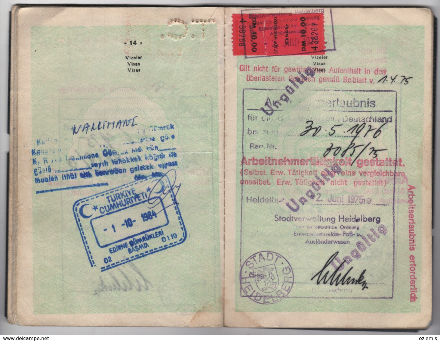 1969 PASSPORT ,PASSEPORT USED 60 PAGES