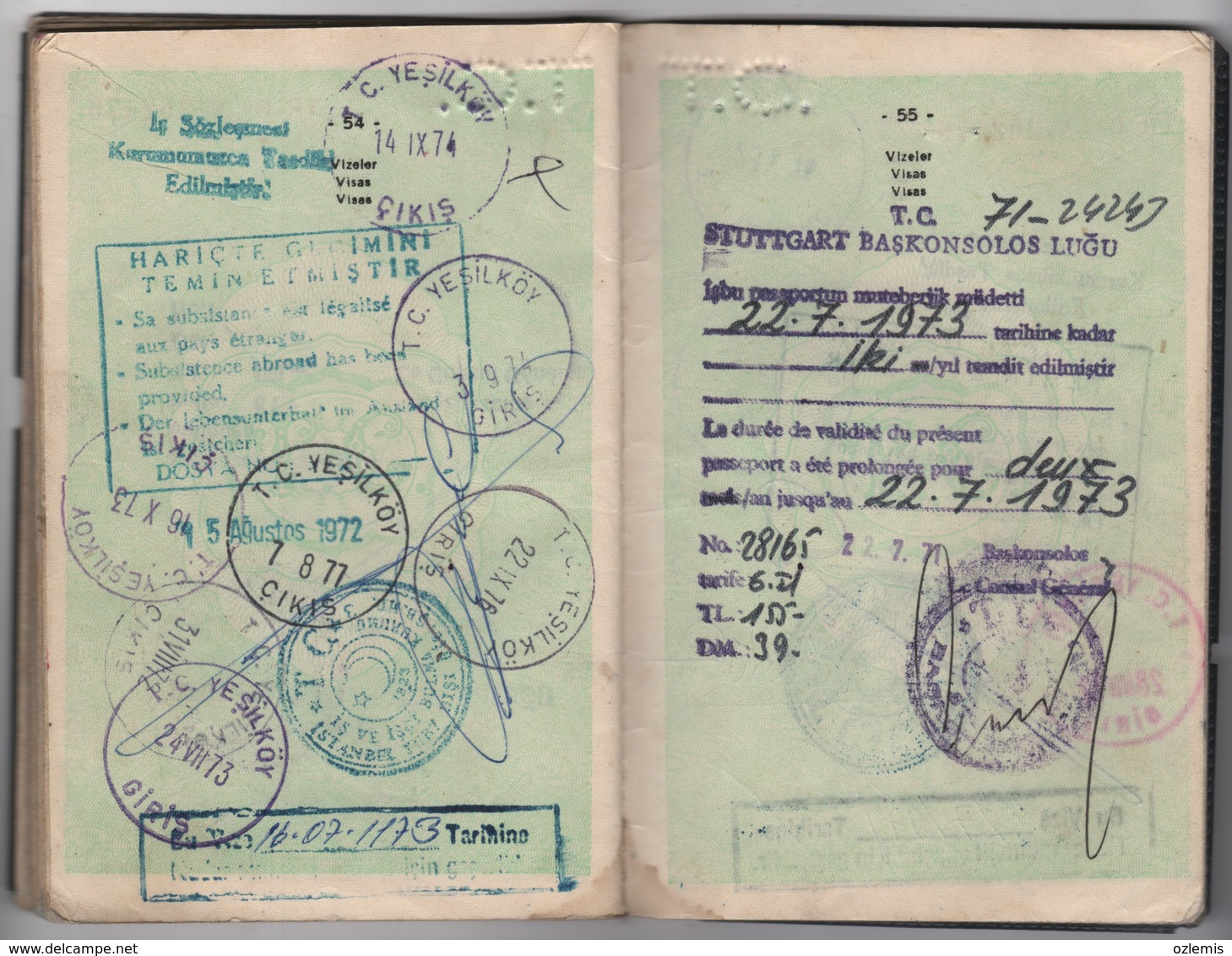 1969 PASSPORT ,PASSEPORT USED 60 PAGES