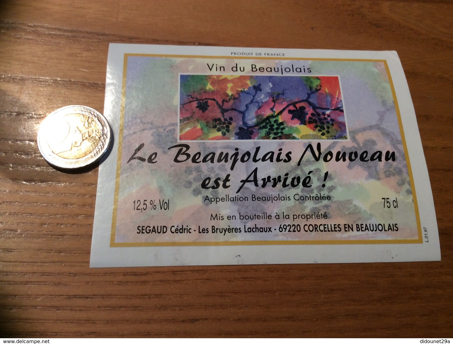 Etiquette Vin «BEAUJOLAIS NOUVEAU - SÉGAUD Cédric - CORCELLES (69) » - Beaujolais